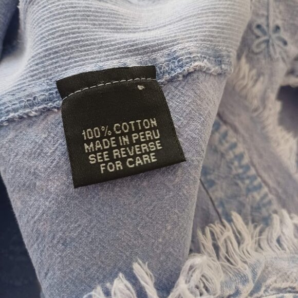 Giocam Women’s Large Denim Embroidered Jacket Boho Frayed Hem Blazer Cottagecore - Picture 3 of 10